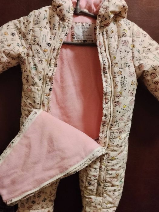 Теплий мякий демісезонний комбінезон для дівчинки на зріст до 80 см