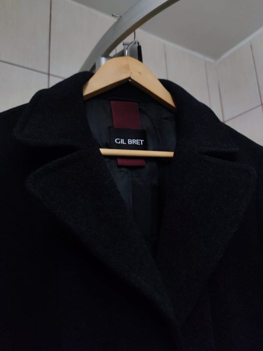 Kurtka płaszcz XL Gil Bret wełna kaszmir cashmere czarny 48 płaszczyk