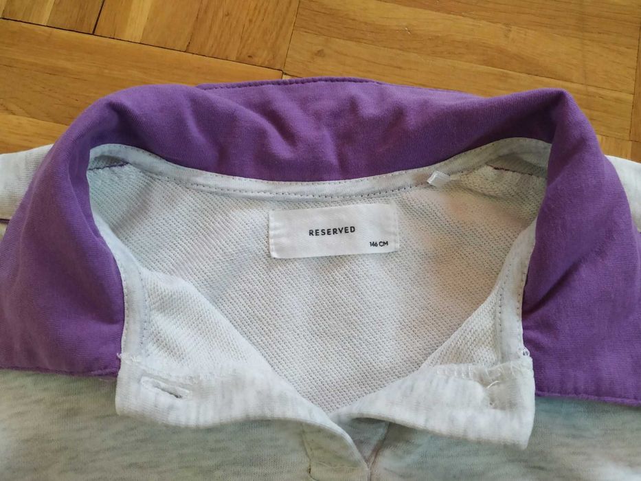 Jasnoszara, dresowa bluza z kołnierzykiem, Reserved 146 cm