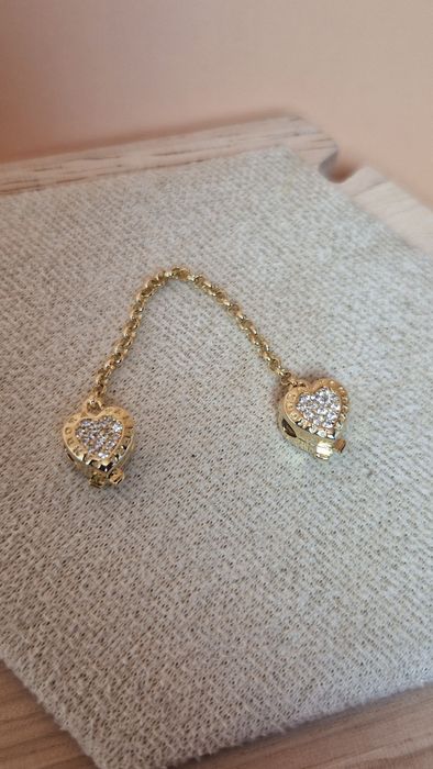 Złoty łańcuszek zabezpieczający do bransoletek typu Pandora