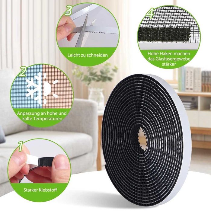 Moskitiera okienna FLYZZZ 120 x 100 cm siatka z rzepem bez wiercenia