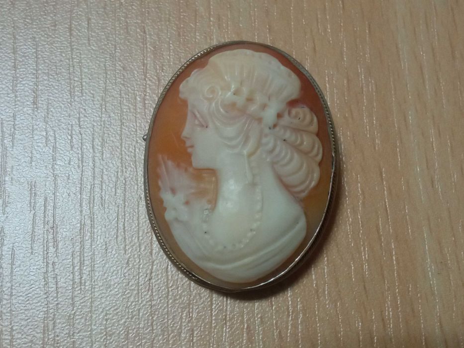 Stara srebrna zawieszka Srebrna broszka Kamea Kobieta Dama Sr 925