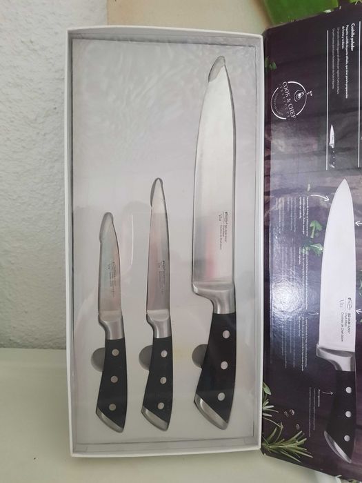 Conjunto de 3 facas novas de aço inoxidável