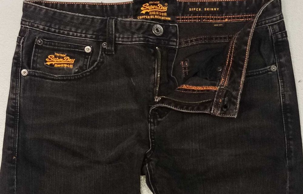 R)SUPERDRY skinny spodnie jeansowe czarne Roz.30/32