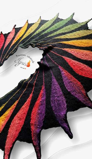 Szal "Kraska" ręcznie robiony na drutach