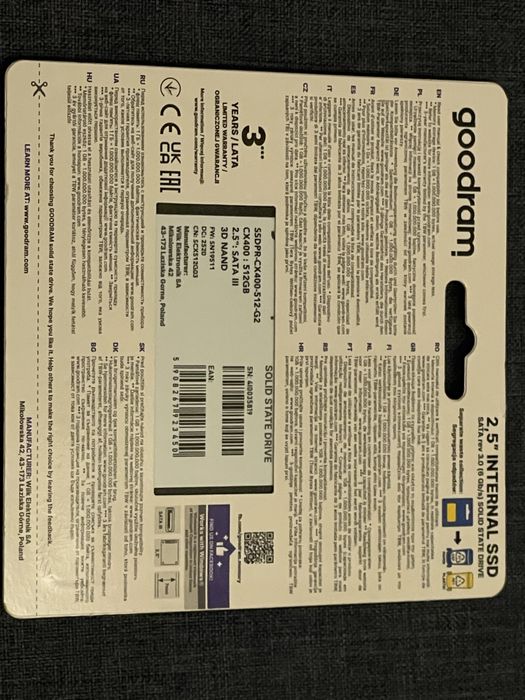 Dysk SSD 512GB  Nowy nie używany