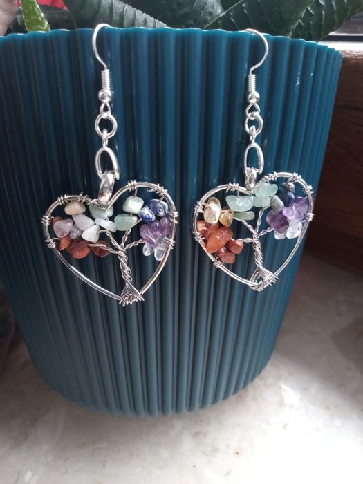 Kolczyki serduszka drzewko szczęścia