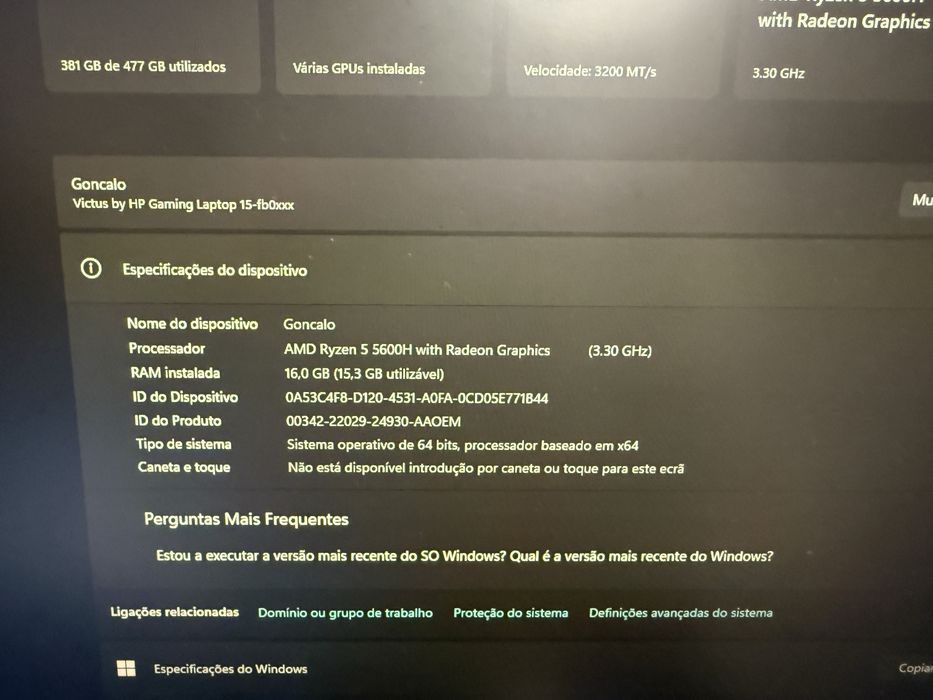 Vendo ou troco Portatil Gaming Victus 15