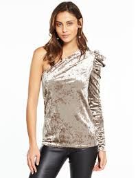 V By Very Welurowa bluzka jedno ramię Rozm L / XL