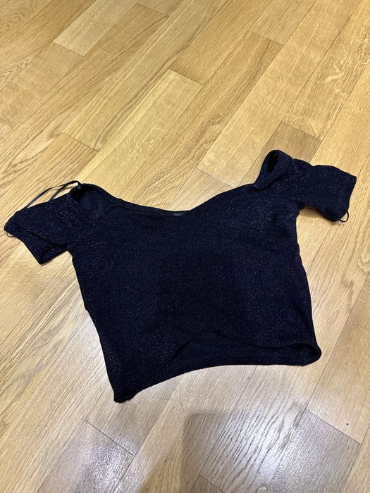 Короткий топ Чорний з блискітками