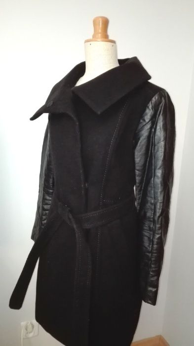 H&M- Damska Firmowy Czarny Płaszczyk Kurtka 34/XS