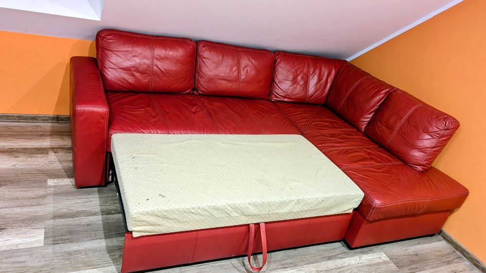 Narożnik sofa skóra spanie 168 x 245