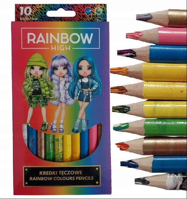 Kredki ołówkowe Astra Rainbow High 10 szt. - TĘCZOWE