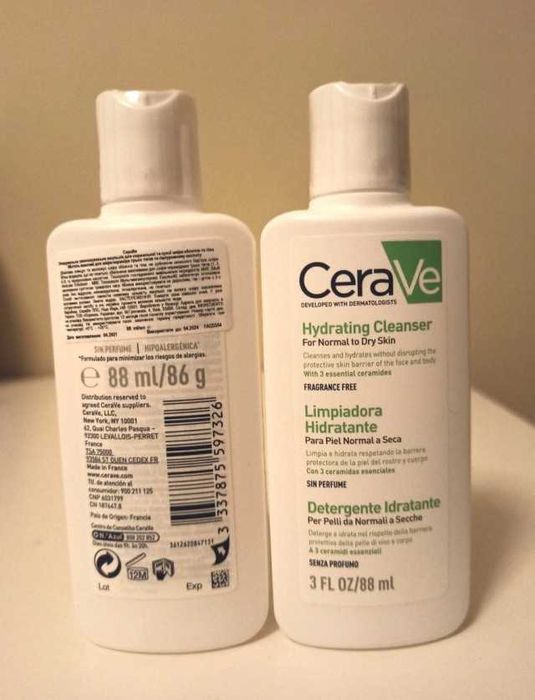 Молочко и умывалка эмульсия для лица и тела cerave франция 88мл уценка