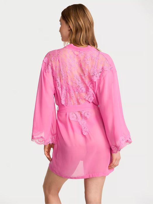 Халат рожевий Victoria’s Secret з шифону та мережива