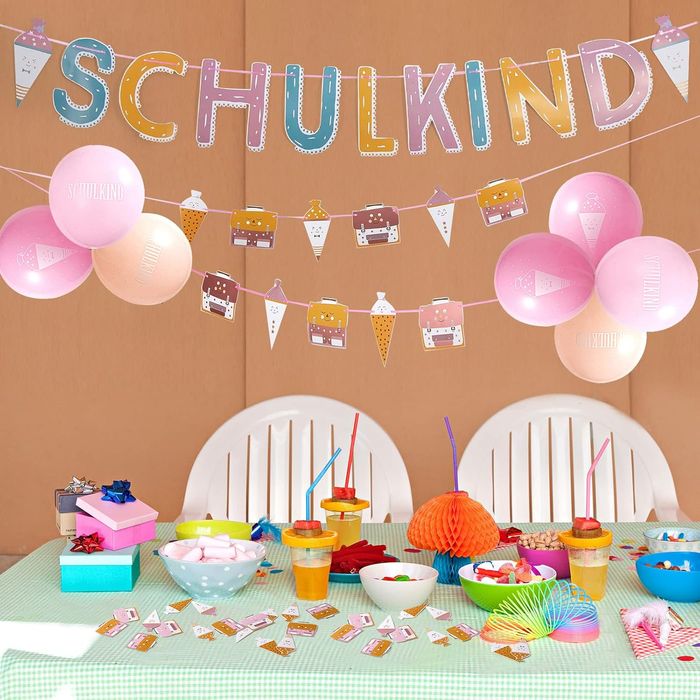 Back to School Decor Set - 24 Balloons, Garlands, Pink Metallic