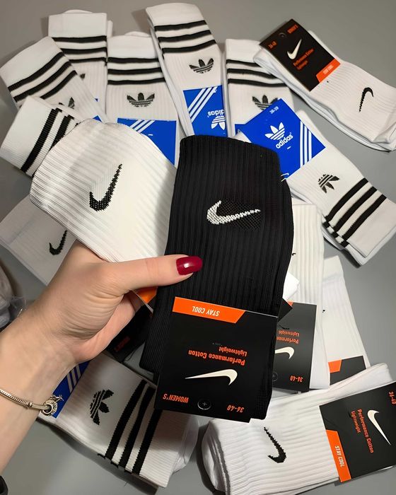 УПАКОВКА 12 ПАР 250ГРН Шкарпетки Nike Adidas .Носки найк адідас високі