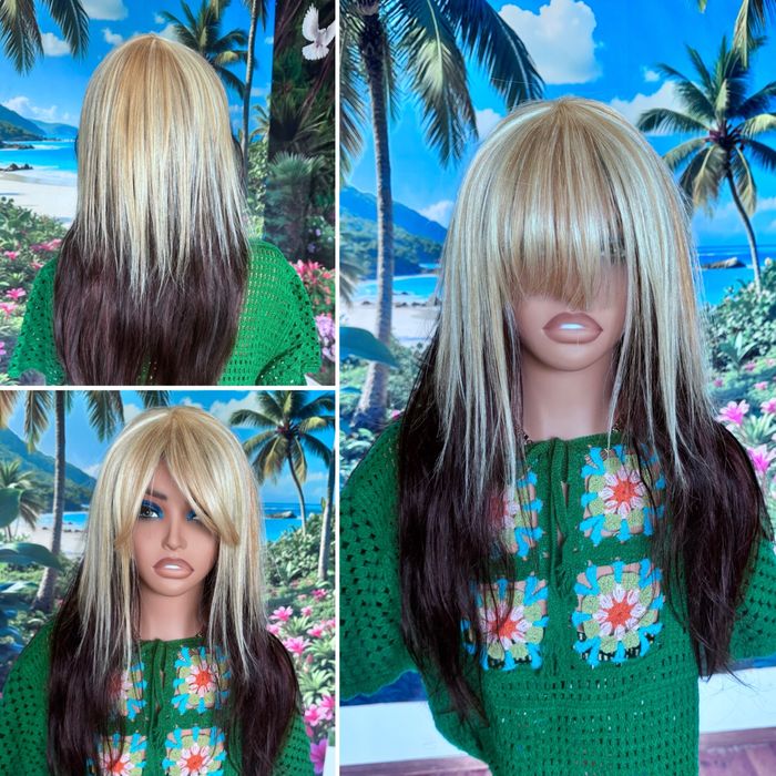 Натуральная накладка топпер чёлка типатинг волосы блонд 35 см