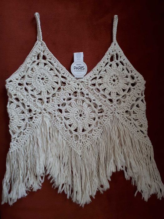 Top letni Boho- ażur, wykonany na szydełku- handmade