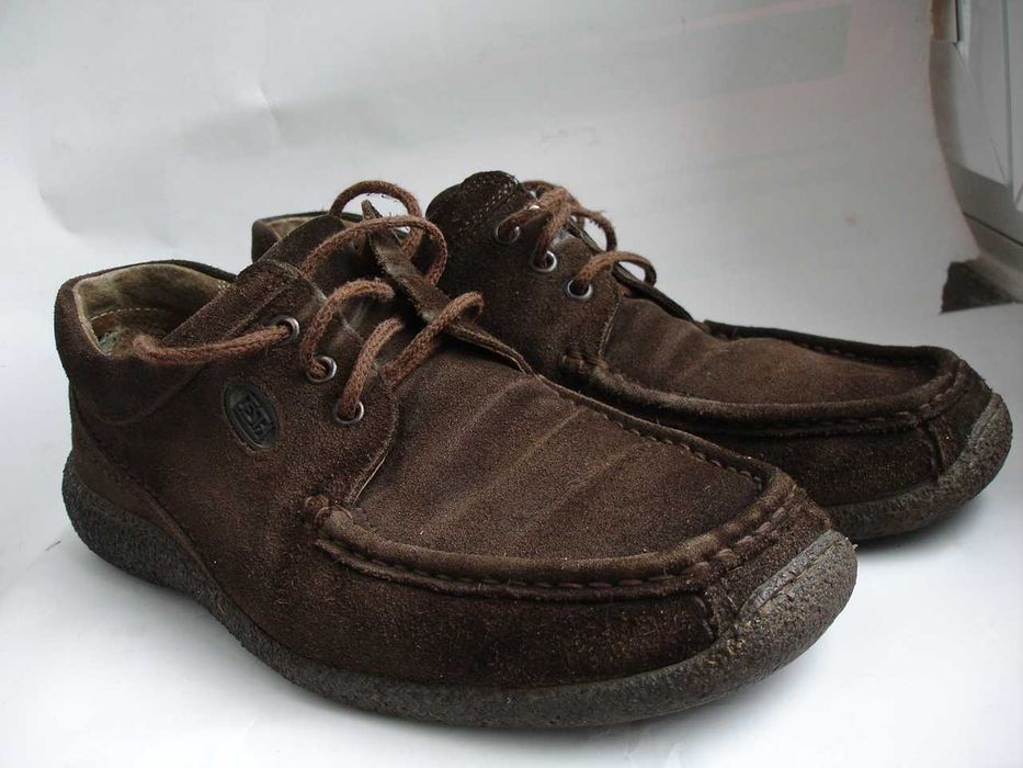 LESTA - półbuty zamsz brązowe mokasyny grube podeszwy 42 27 cm