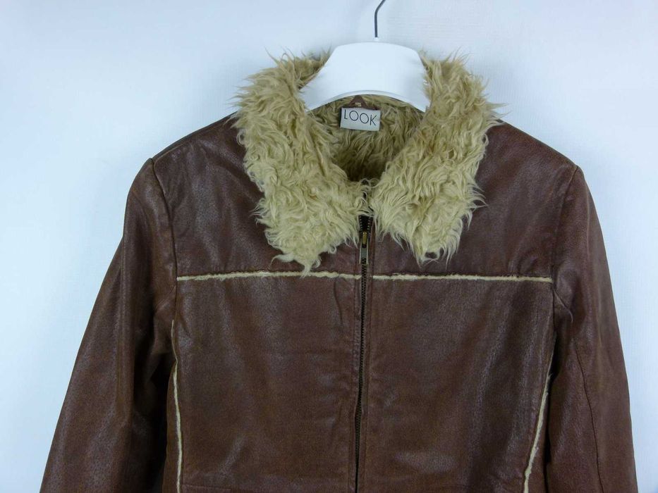 Look skórzana kurtka na futerku skóra leather 14 / 40