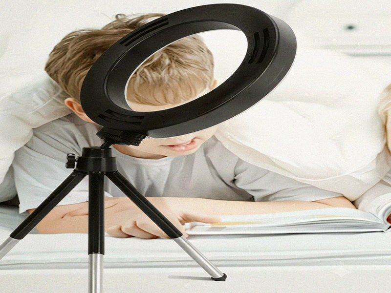 Ring Light Rotativa 360° com Tripé — Streaming, Maquilhagem e Videochamadas
