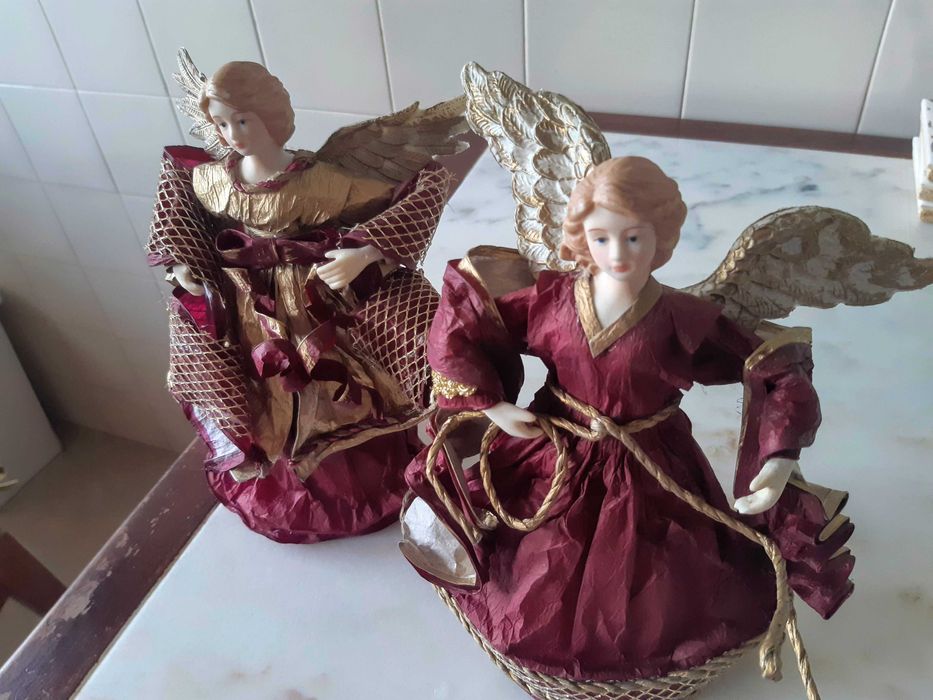 2 Anjos artesanato filipino, altura 21cm, nunca utilizados