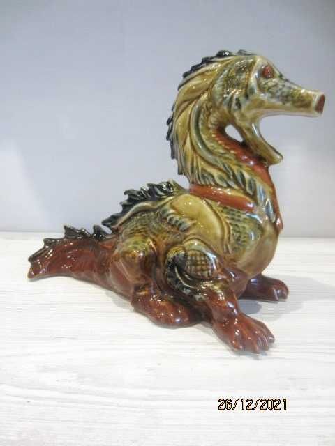 Винтаж Статуэтка Дракон майолика обливная керамика 22x27 см Львов