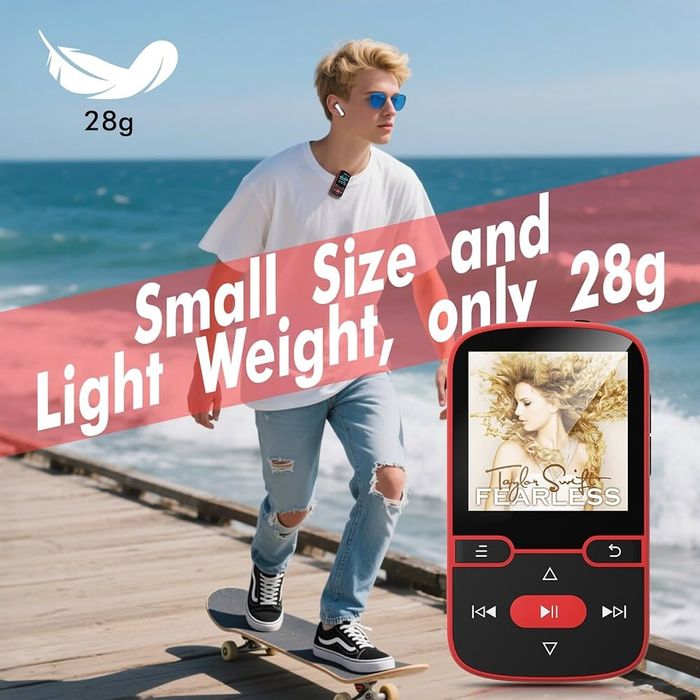 64 ГБ Bluetooth 5.3 MP3-плеер с зажимом, MP3-плеер - диктофон