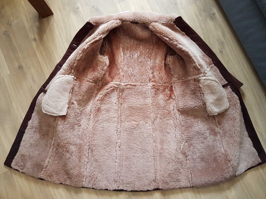 Naturalny kożuch jagnięcy baran rozmiar L/XL brązowy