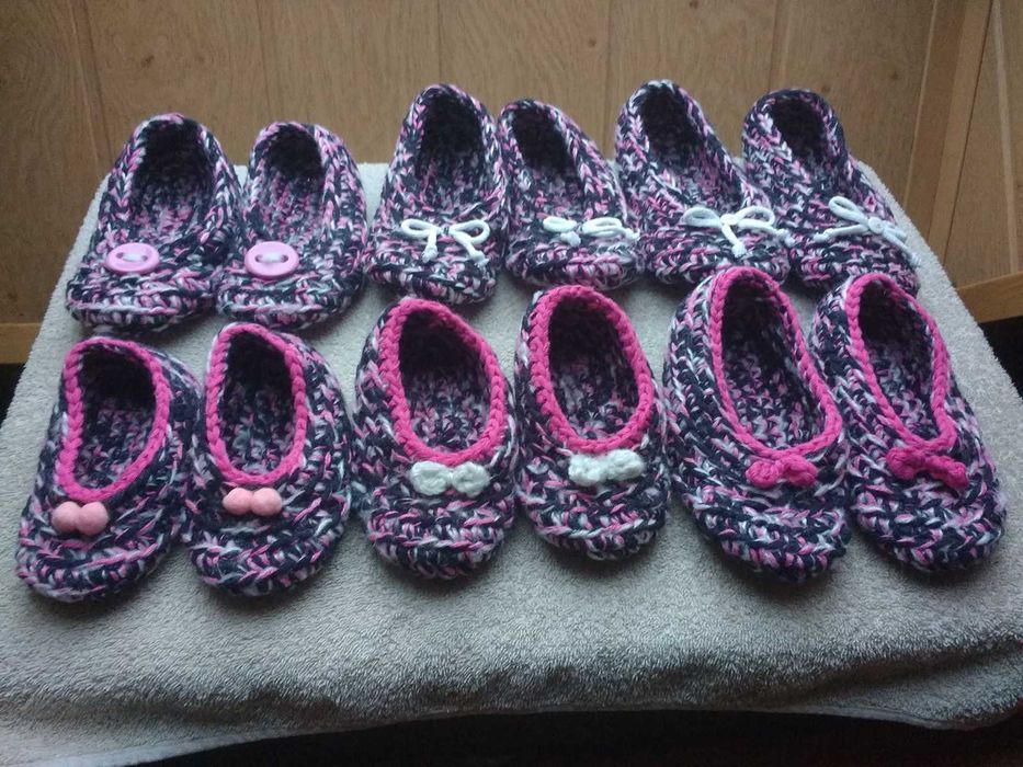 kapcie na szydełku/ balerinki dla dziewczynek