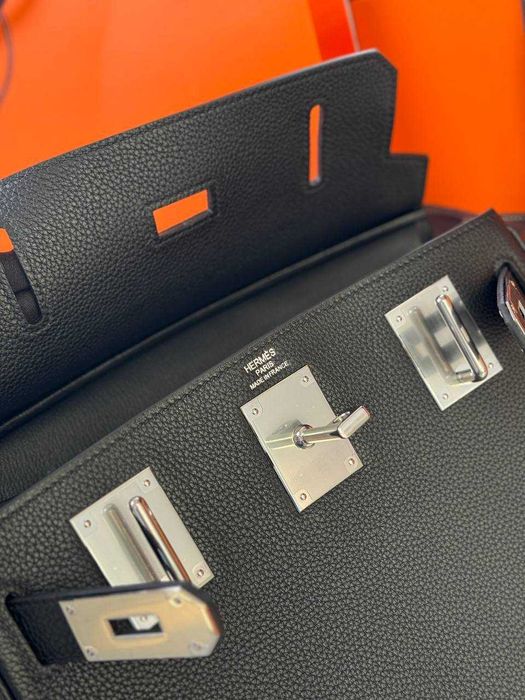 Кожаный слинг Hermers плечевая сумка Эрме черный рюкзак Эрмес c932