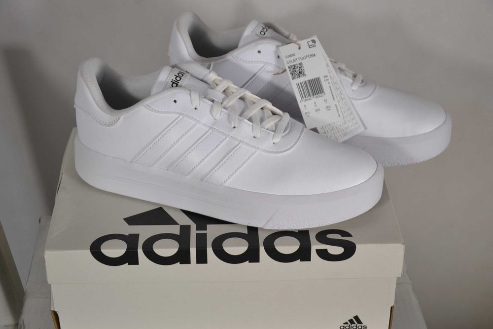 ADIDAS Court Platform Nowe Buty Damskie 42 Oryginalne Trampki Białe