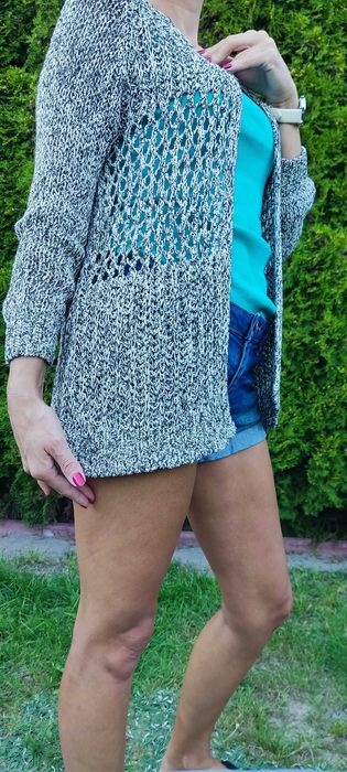 Sweter kardigan narzutka ażurowa rozmiar XS/S/M