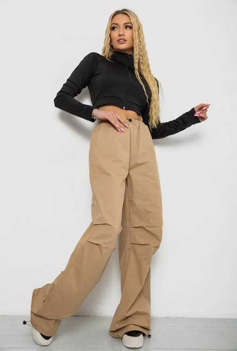 Брюки карго женские, цвет бежевый
