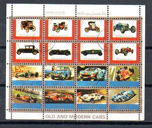 Znaczki Ajman - samochód, samochody arkusik