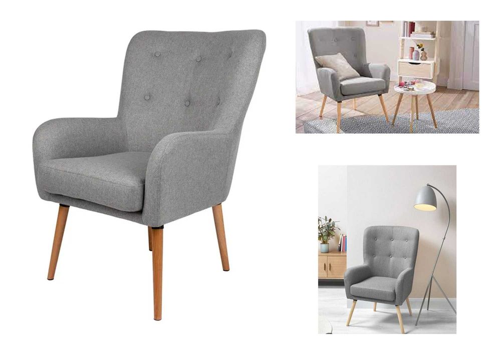 Fotel Uszak typu Scandi, pokrycie z tkaniny wysokiej jakości