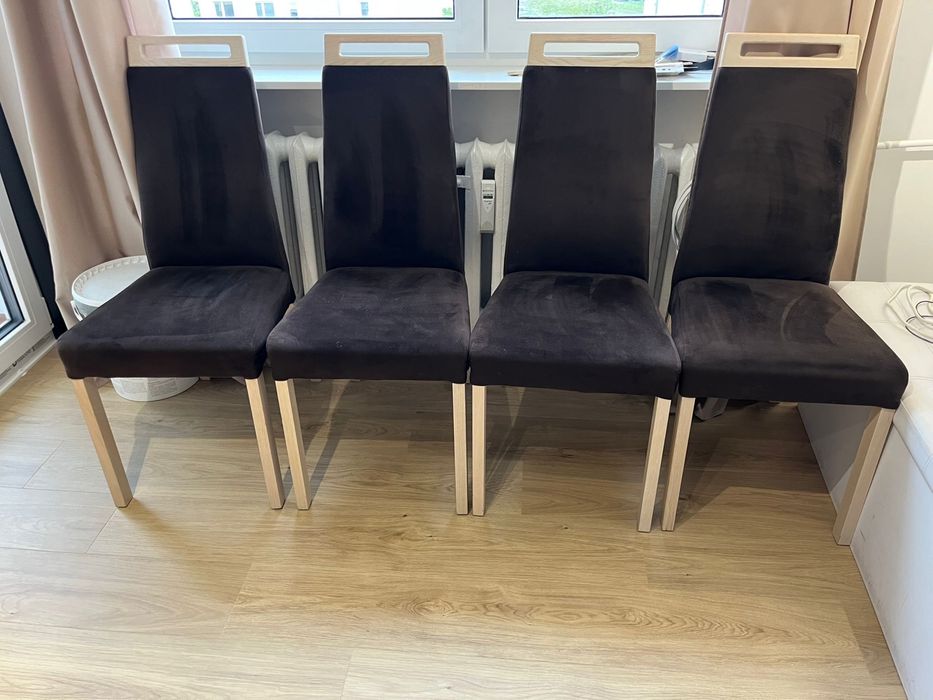 Zestaw 4 krzesla braz drewno, jadalnia/salon, porządne