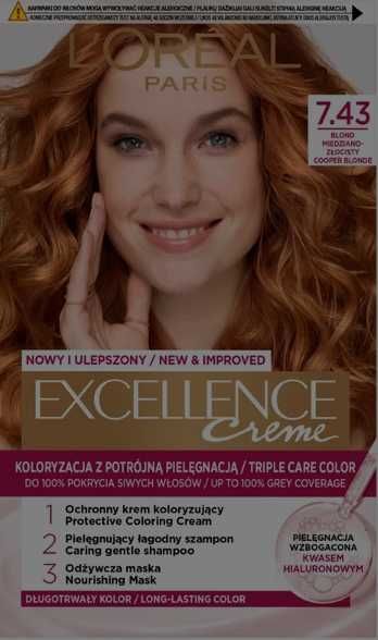 L'Oreal Paris Excellence Creme farba do włosów 7.43 Blond Miedziano-Złocisty