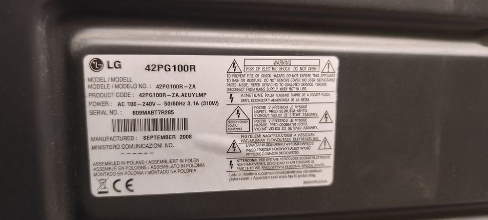 Televisão LG 42pg100r para peças