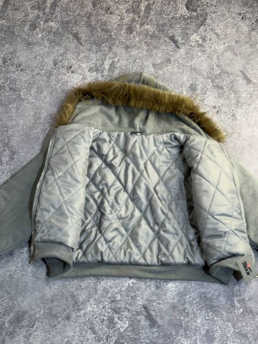 Бомбер з мехом аляска куртка курточка пуховик MA-1 женский сірий серый