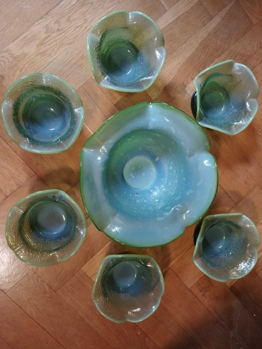 Zestaw: 6 salaterek z dużą misą "Silesia Rustica" proj. L. Fiedorowicz