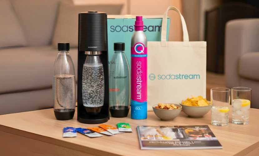 Saturator SodaStream Terra Czarny Zestaw GRATIS 2xButelka Nabój Próbki
