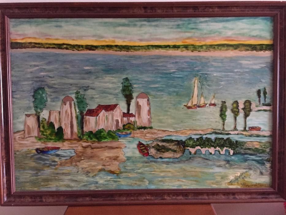 Barreiro Windmills - Rosa Lapinha - Oil on Glass