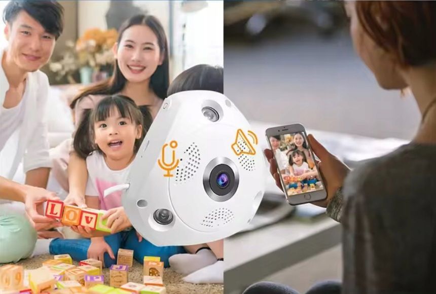 Bezprzewodowa Kamera Fisheye Rybie Oko Ip 360° 3Mpx Wifi