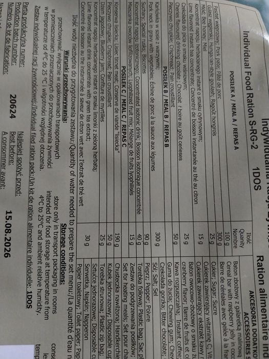 Racja żywnosciowa Srg 2