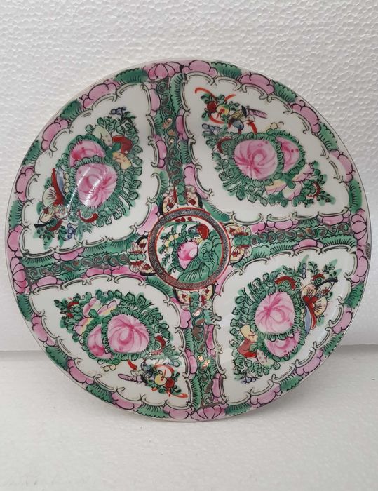 Prato Macau pintado à mão - 20,5 cm - vintage