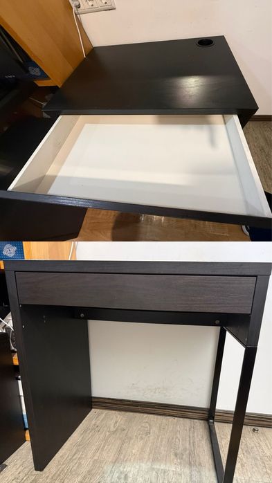 Mesa quadrada pequena com gaveta