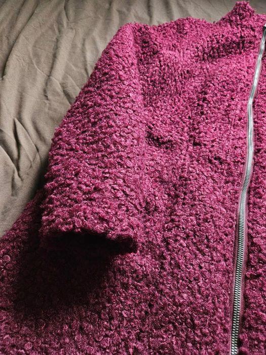 Ciepła bordowa bluza kurtka miś baranek Esmara M 38 teddy dłuższa