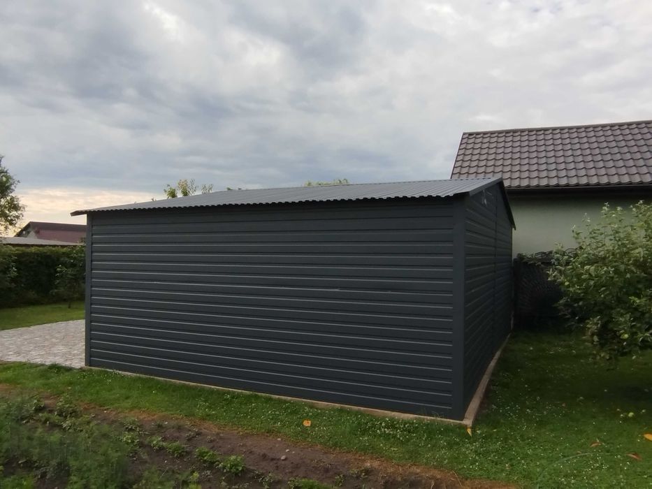 Garaż Blaszany Dwustanowiskowy Grafit 6x5 Darmowa Dostawa i Montaż
